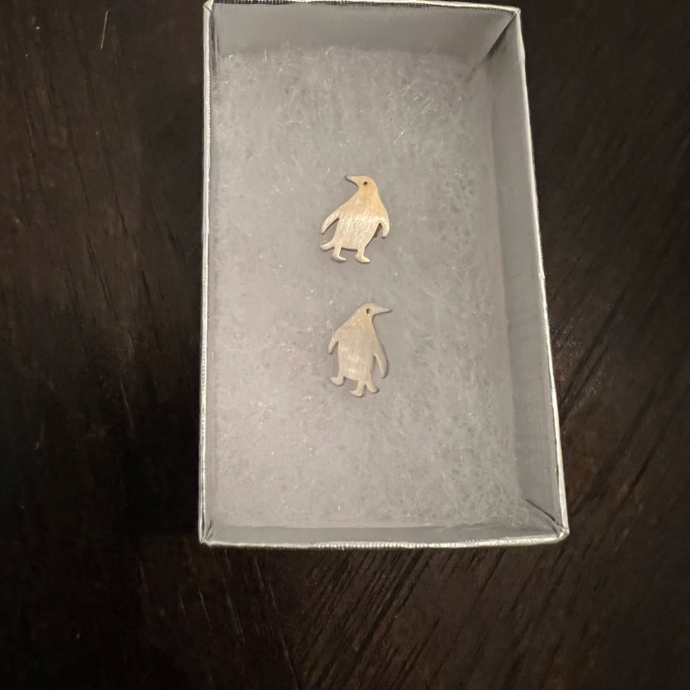 Sterling silver penguin earrings